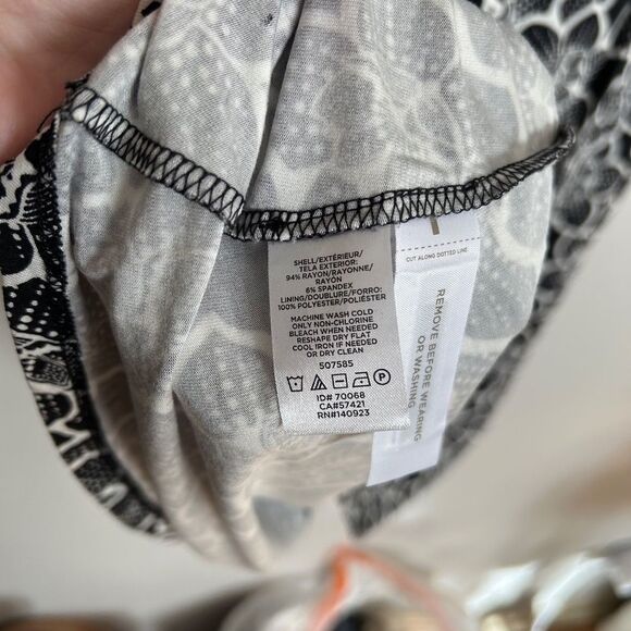 Loft Black and White Flutter Floral Wrap Dress - Picture 7 of 9